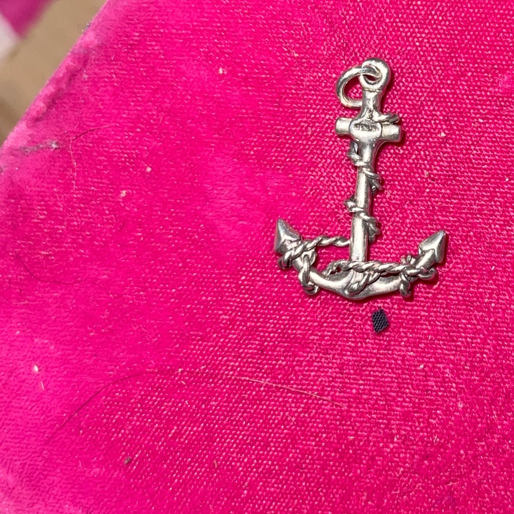 Vintage Sterling Silver Barbed Wire Wraped Anchor Pendant/ Charm.